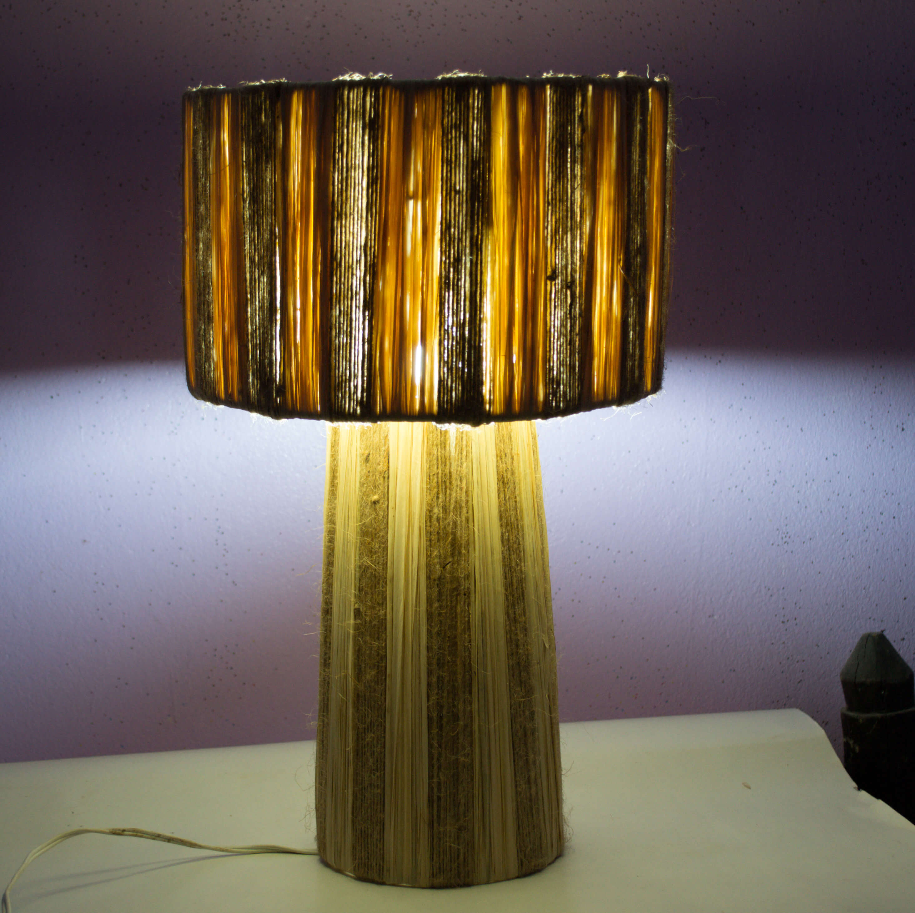 Handwoven Raffia Table Lamp